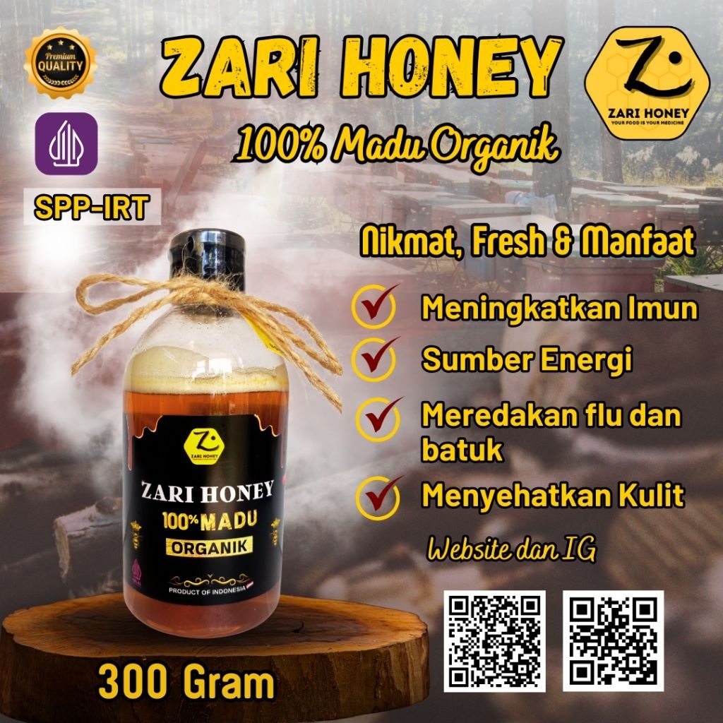 

Madu Murni Asli 300 Gram ZARI HONEY Organik 100% Alami Pure Natural Raw