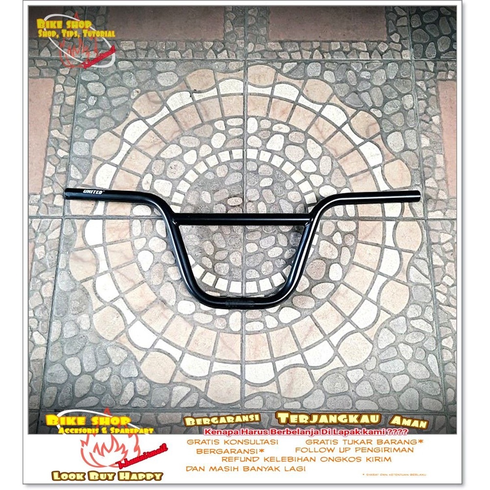 STANG BMX UNITED BESI HITAM 65CM Sepeda BMX SPAREPART SEPEDA TERMURAH