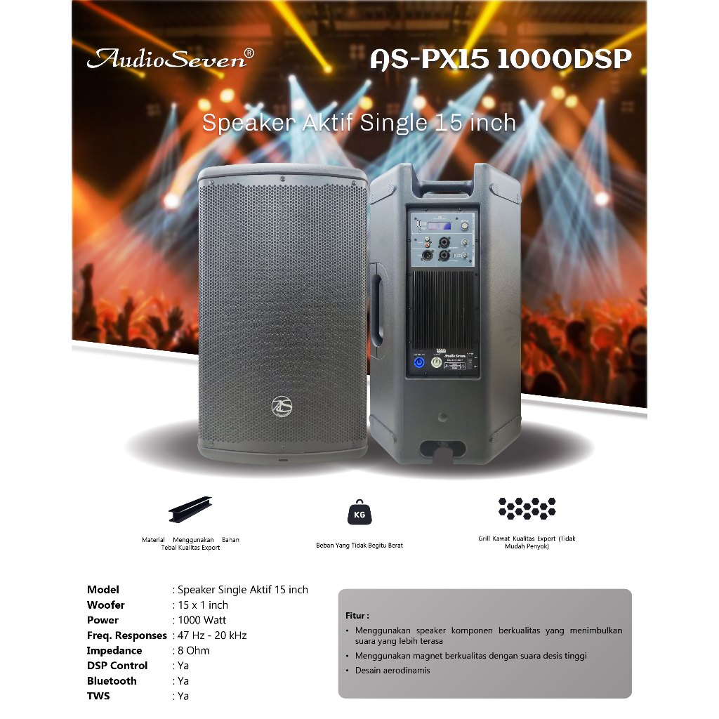 Speaker Aktif Audio Seven 15 Inch USB & DSP Original High Quality