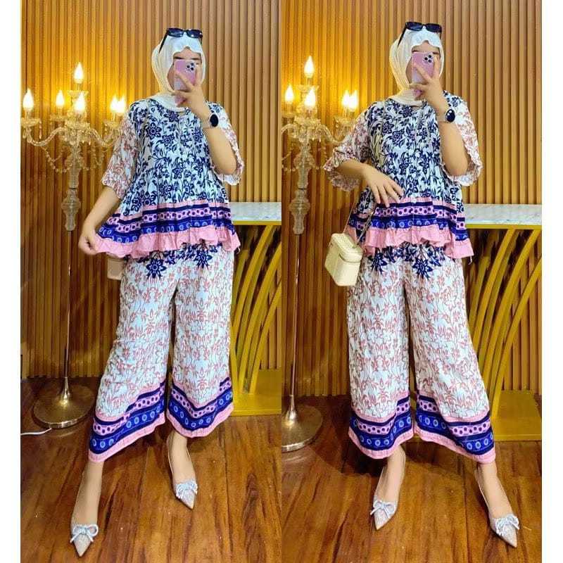 DEPOK STYLE- HANIA SET RAYON LENGAN PENDEK CELANA 7/8 JUMBO LD 120 // ONE SET BUSUI // SET PENDEK KA