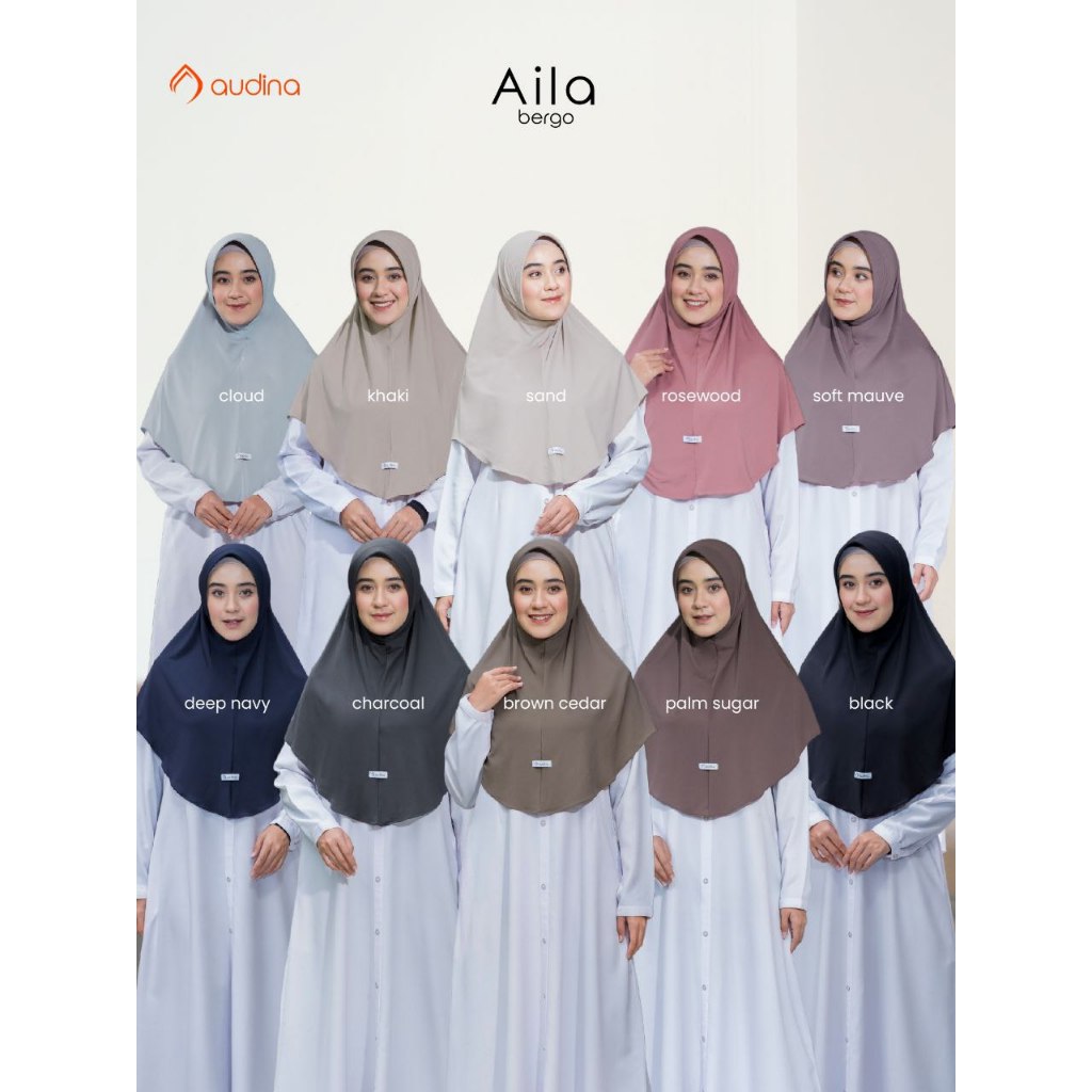 AILA BERGO ORIGINAL AUDINA | HIJAB INSTAN SPANDEK JERSEY PREMIUM | KERUDUNG BERGO DEWASA