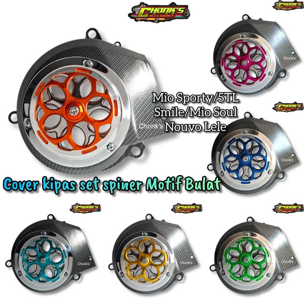 Tutup cover kipas mesin carbon wtp spiner bigproject croem mio sporty/smile mio soul