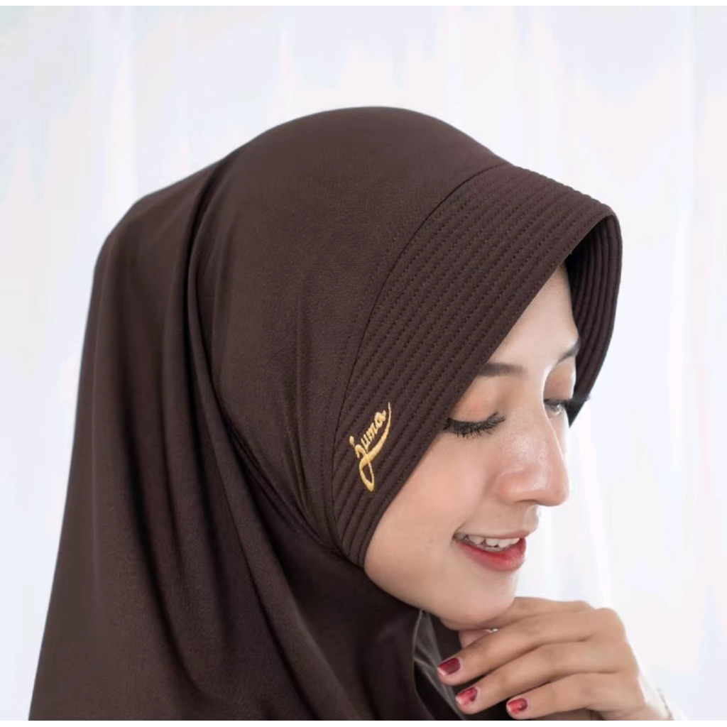 jilbab kerudung jersey bergo instant pet tebal warna coklat pramuka
