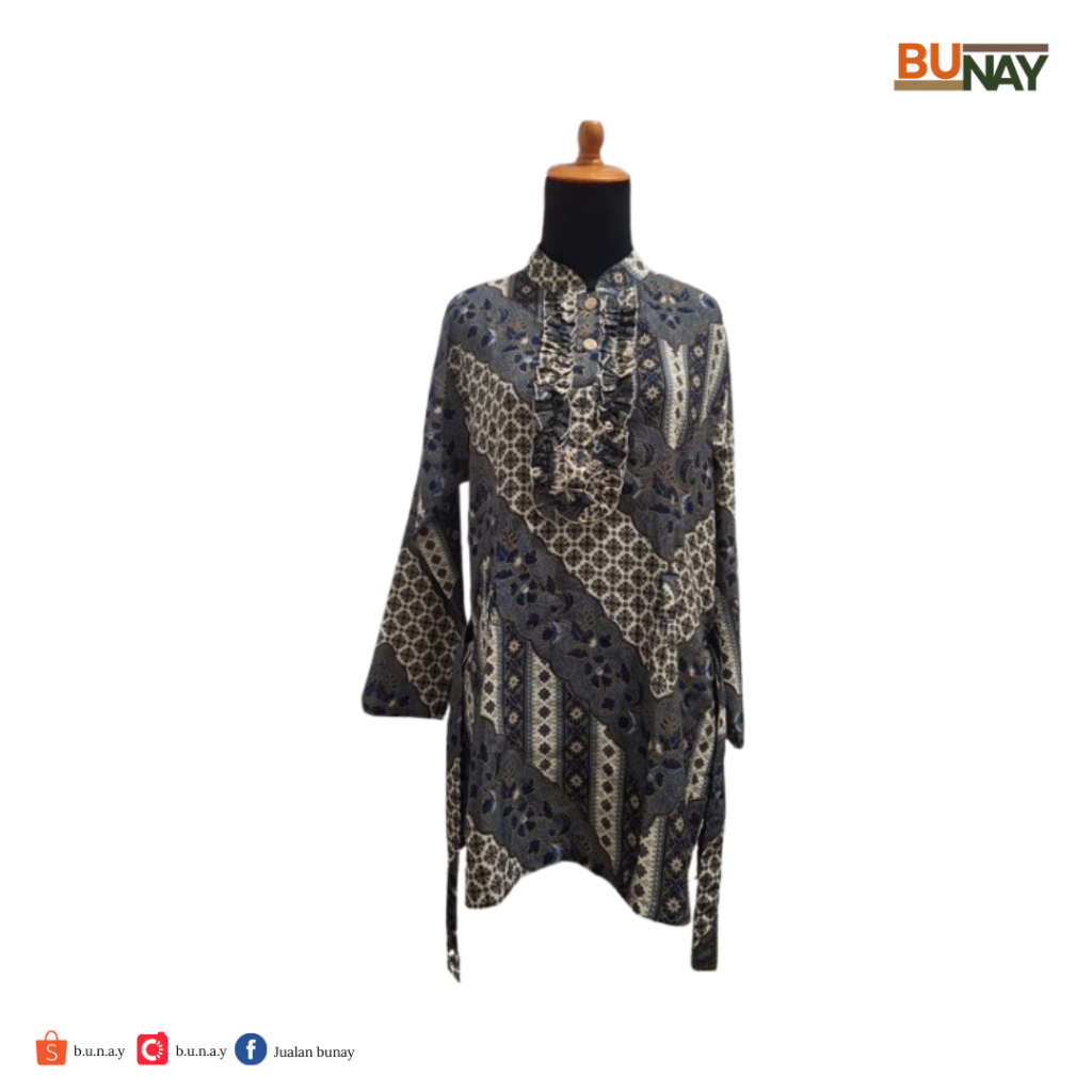 Preloved Tunik Batik Wanita Khas Indonesia - Navy