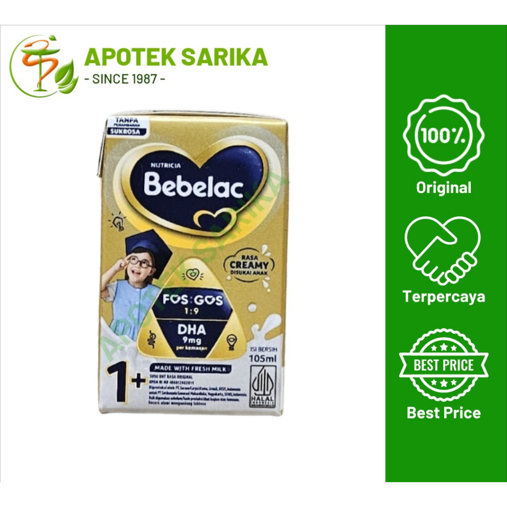 

Bebelac Susu Cair 105ml – Susu UHT Anak 1 Tahun+, DHA, FOS:GOS, Rasa Creamy