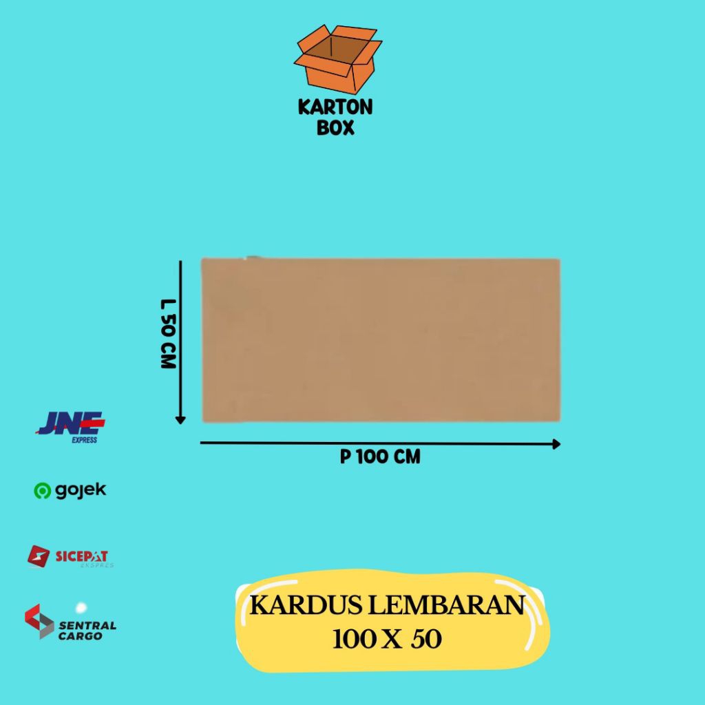 

Karton Kardus Lembaran Sheet 100x50CM Single Wall/lembaran Polos/Dus Lembaran Polos/Karton