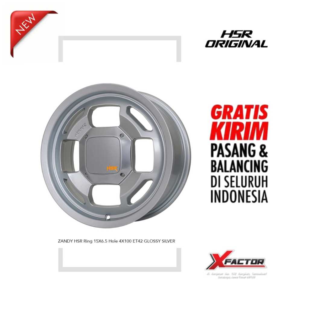 VELG R15 HSR ZANDY HSR R15X65 H4X100 ET42 GLOSSY SILVER