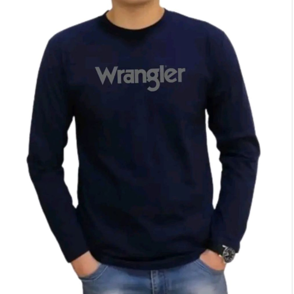 KAOS DISTRO WRANGLER LENGAN PANJANG BAHAN KATUN COMBED 30S PREMIUM/KAOS LENGAN PANJANG PRIA