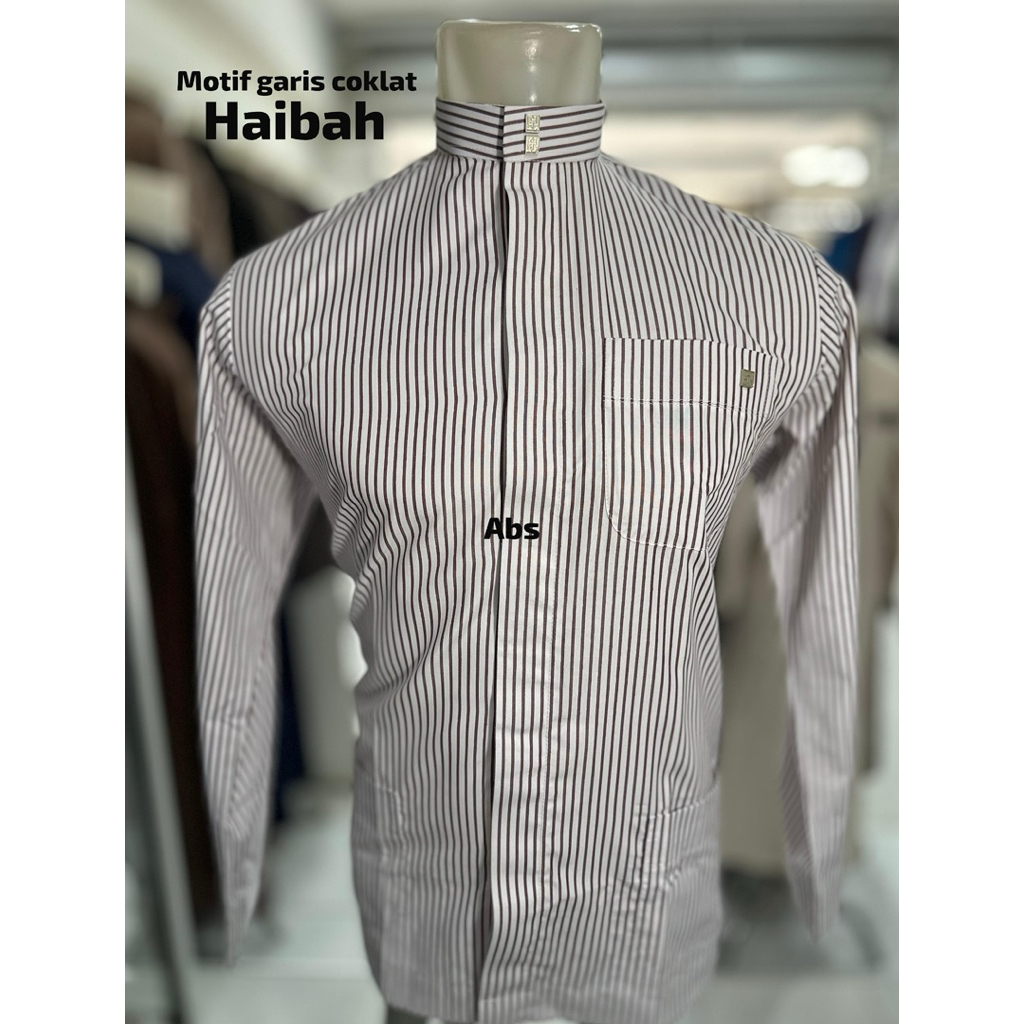 Koko Salur Motif Haibah / Koko Pria Muslim Dewasa Lengan Panjang / Koko Salur pria Muslim Dewasa
