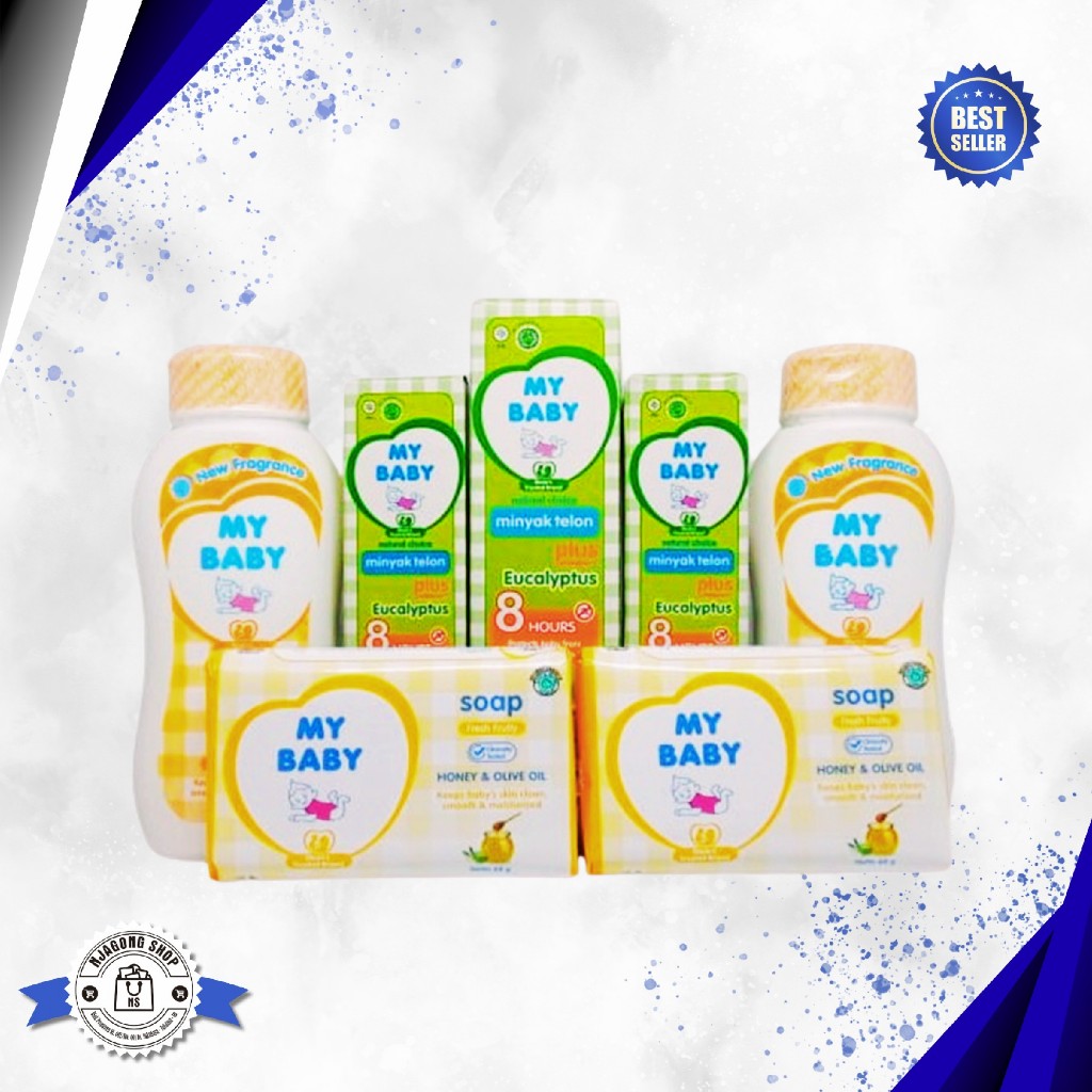Paket bundle my baby minyak Telon My Baby dengan sabun batang dan bedak bayi untuk perawatan bayi