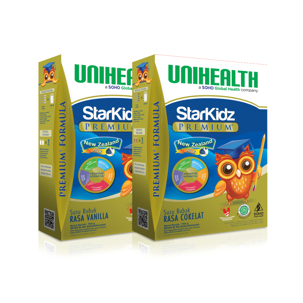 

Starkidz Premium Unihealth - Susu Tinggi Kalsium + Zinc + Zat Mineral - Kemasan 750gr