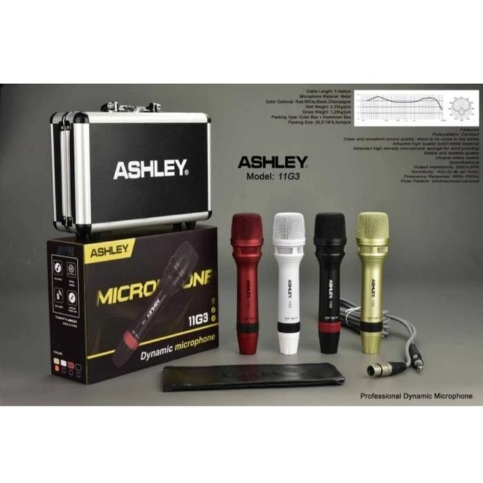 Microphone Vocal Ashley 11g3 mic 11 g3 kabel 5 meter free KOPER ORIGINAL
