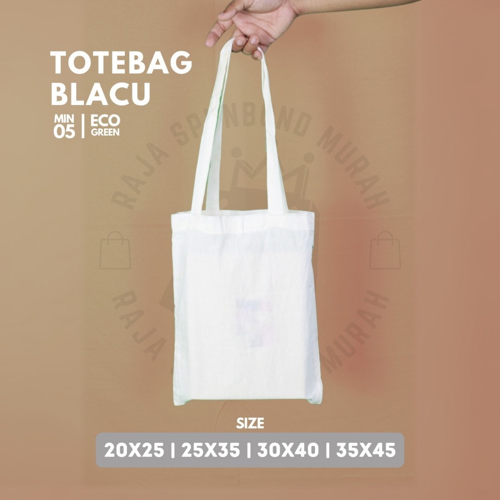 Tas Goodiebag / Totebag Blacu Polos Ukuran 20x25, 25x35 & 30x40, 35x45 Premium