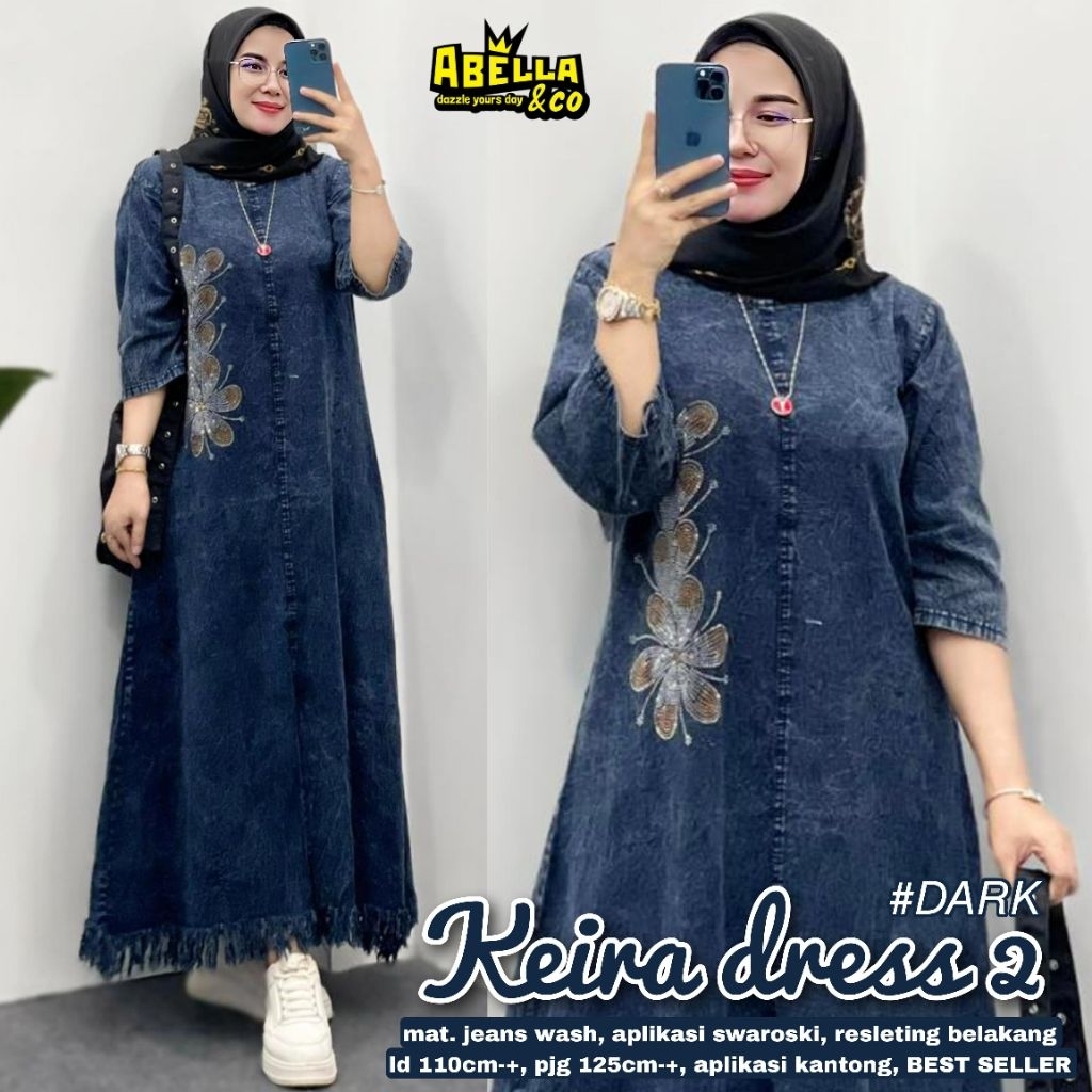 100% ORI keira dress jeans by abela - ld110 pb125 -midi longset by cantique | dress  jeans