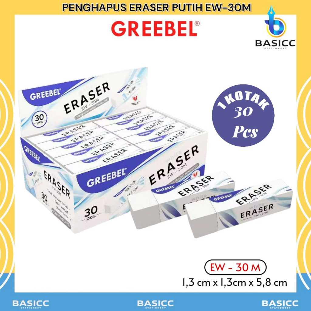 

Greebel Eraser Stip Hapusan Putih EW- 30M / Penghapus Pensil | @1 Pcs