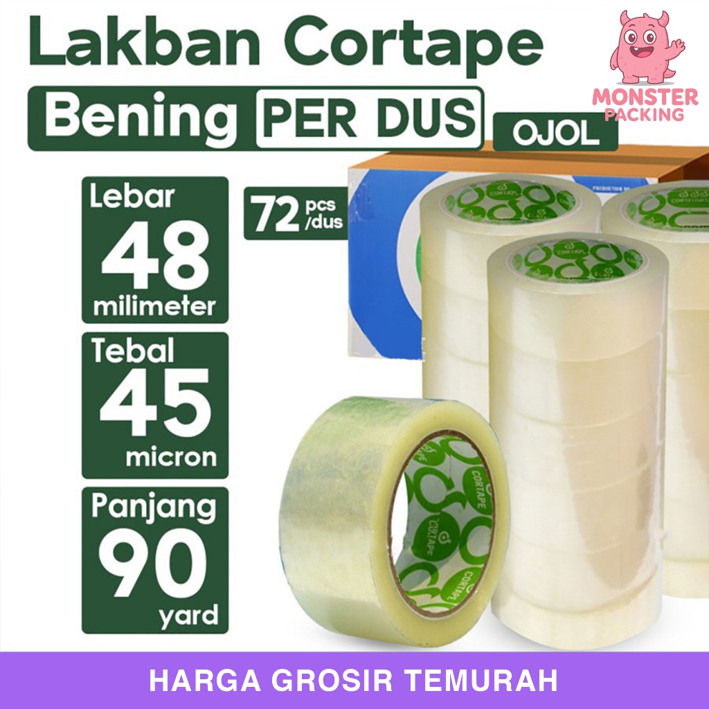 

Lakban Cortape Bening 48 mm x 90 yard 1 Dus- OJOL