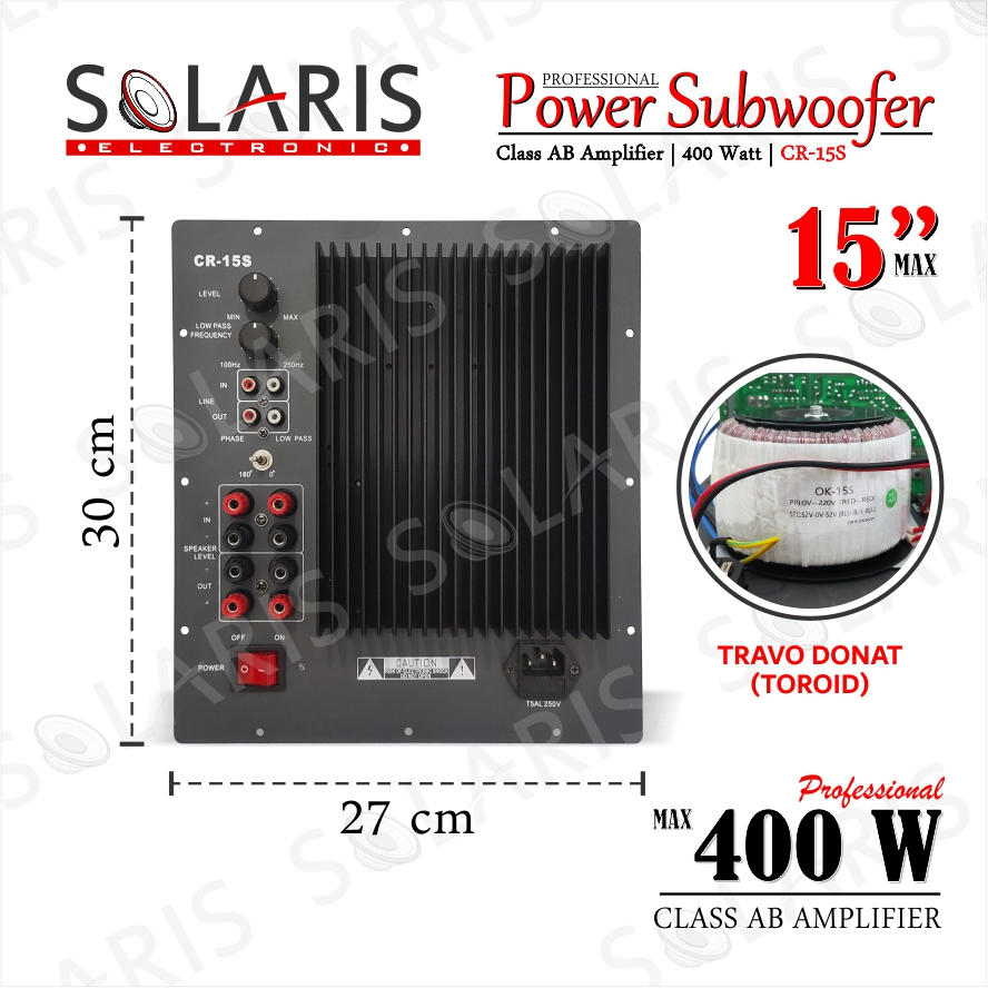KIT POWER SUBWOOFER AKTIF 400 Watt Class AB CR-15S