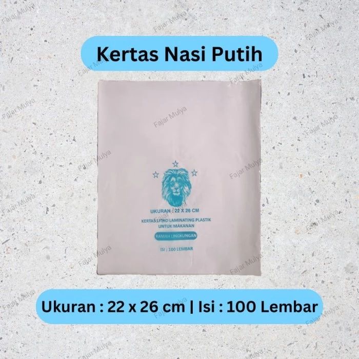 

Fajar Mulya - Kertas Nasi Putih Kecil / Merk Lion / Bungkus Nasi - (25 pack - 100lbr/pack)