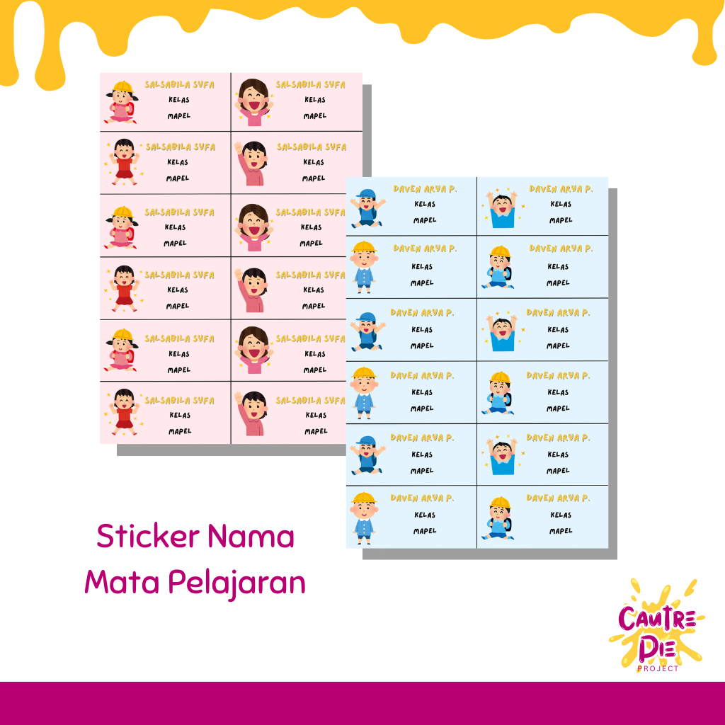 

Produk Sticker Label Nama Custom Buku Tulis Sekolah - Sticker buku aesthetic/sticker label estetik/stiker mata pelajaran mapel - Cautre Pie Boy x Girl