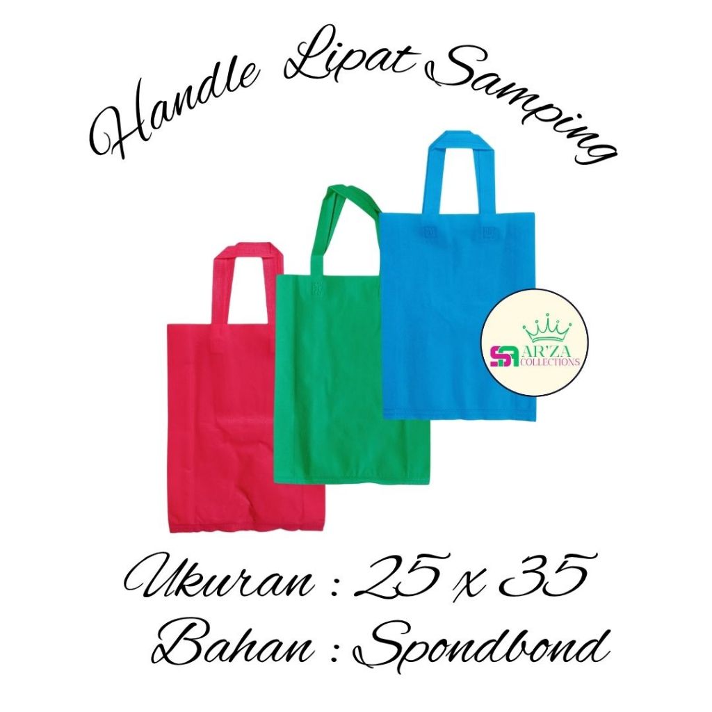 

Tas Spundbond TLS 25X35 Isi 12pcs Tas Goodiebag,Tas Sovenir,Tas Blanja,Tas Kado,Handle Lipat Samping
