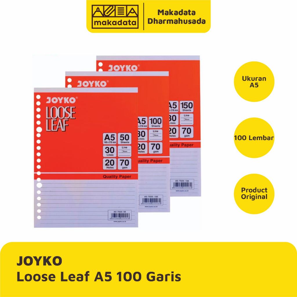 

LOOSE LEAF | KERTAS BINDER JOYKO A5-100 GARIS (1 PAK)