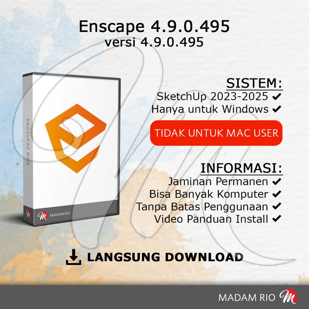 Enscape atau Enscape 3D SketchUp untuk OS WIN Termasuk Asset Library ONLINE Permanen