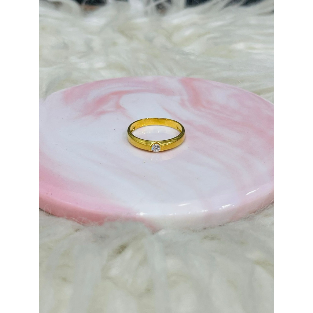 cincin kawin cincin tunangan satu permata uk 12 emas asli kadar 875