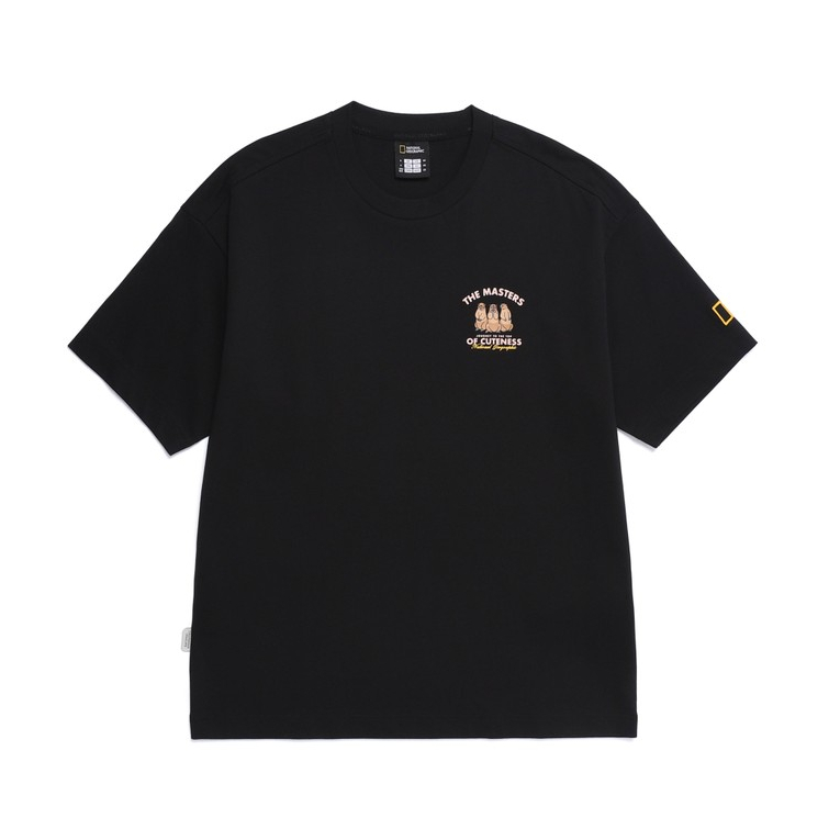 National Geographic Animal Patch Short Sleeve T-Shirt Black - Kaos Hitam