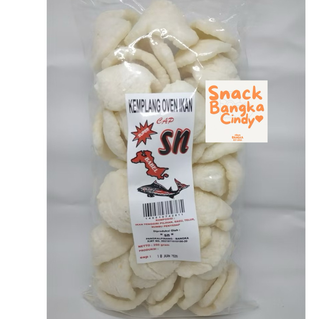 

Kerupuk Kempelang Oven Ikan Cap SN Snack Bangka