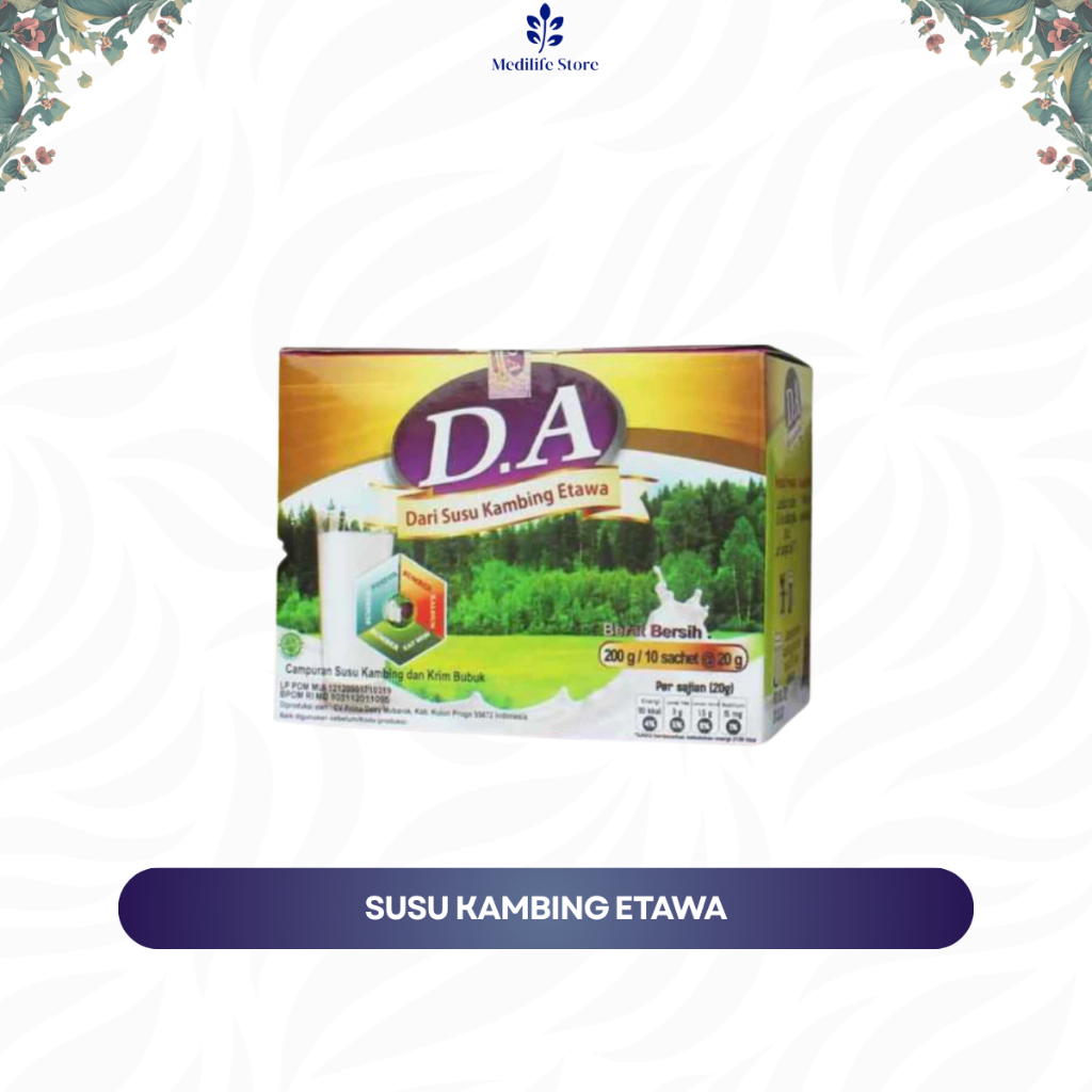 

D.A SUSU KAMBING ETAWA - isi 10 sachet | bantu atasi pengkroposan tulang & kuatkan sendi | 70% susu kambing original 100%