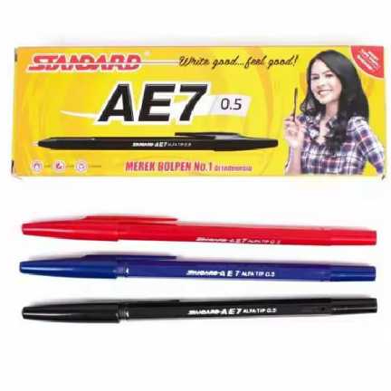 

Pulpen Ballpoint AE7 Pen Oil Gel STANDARD 0.5 mm Original (Biru / Hitam / Merah)