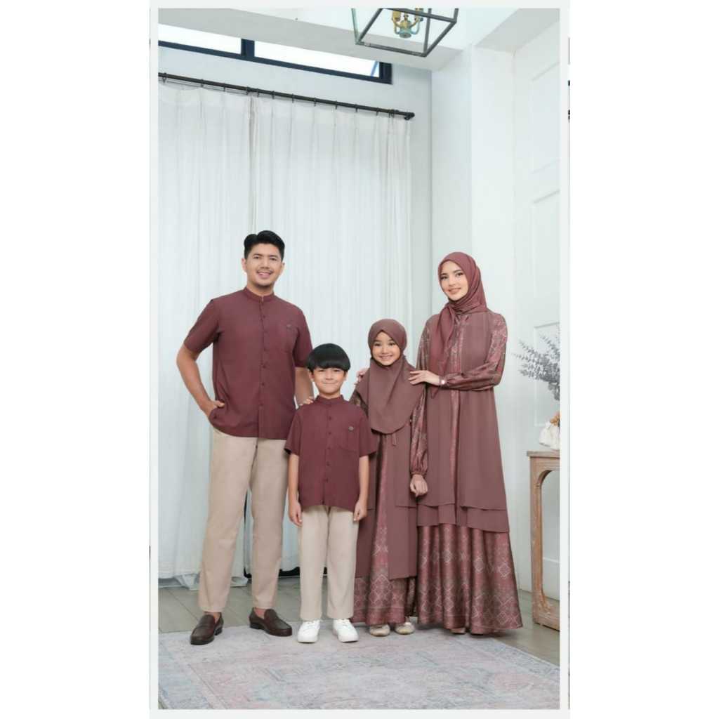 SARIMBIT SERAGAM LEBARAN KELUARGA NIBRAS TERBARU 2026 DIARAYYAKU OSADIA MAROON BY NBRS - BAJU BUSANA