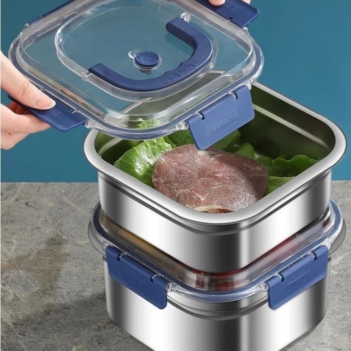 Kotak Makan Besar Tahan Panas Dan Anti Tumpah Tempat Makan / Lunch Box Stainless Steel 304