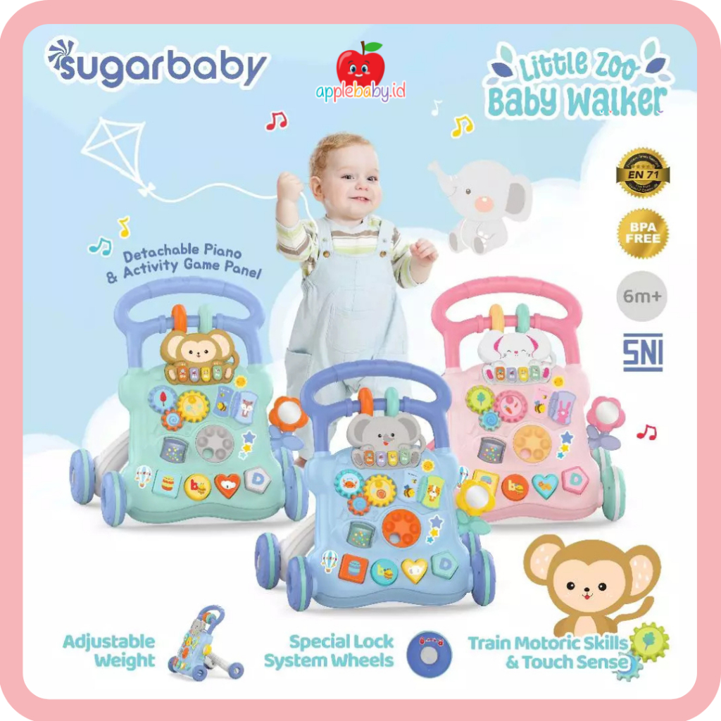 Sugarbaby Little Zoo Baby Walker/Mainan Dorong Bayi/Alat Belajar Jalan Bayi