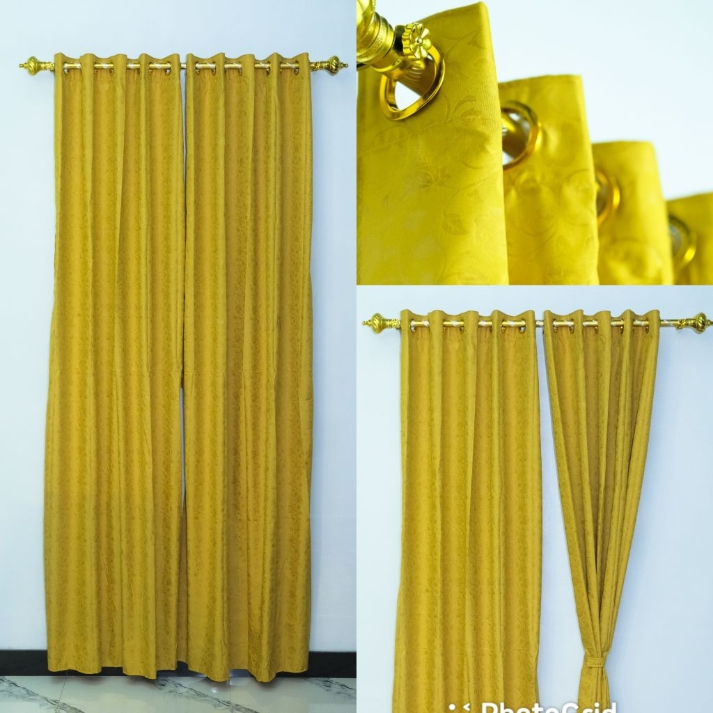 Gorden Pintu Dan Jendela Minimalis Smokring Polos Embos Gold
