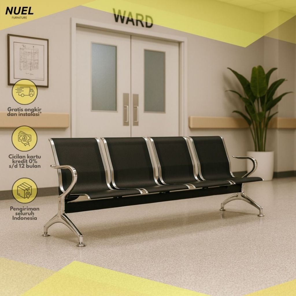 NUEL Kursi Bandara Sandaran / Kursi Tunggu Besi Tanpa Sandaran