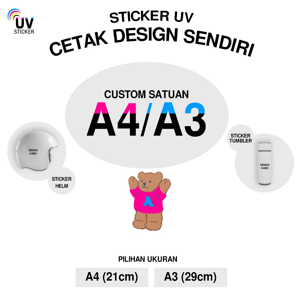 

CUSTOM STIKER UV - SATUAN UKURAN A4 & A3 | STICKER UV, STICKER MOTOR, STICKER MOBIL, STICKER HELM, STICKER TUMBLER, STICKER 3D, STICKER UV DTF BY UVSticker