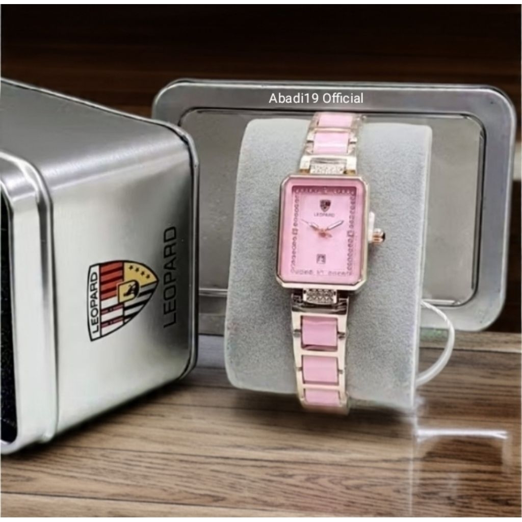 JAM TANGAN WANITA LEOPARD 8089 ORIGINAL TAHAN AIR RANTAI MIKA KERAMIK BERKUALITAS FREE BOX