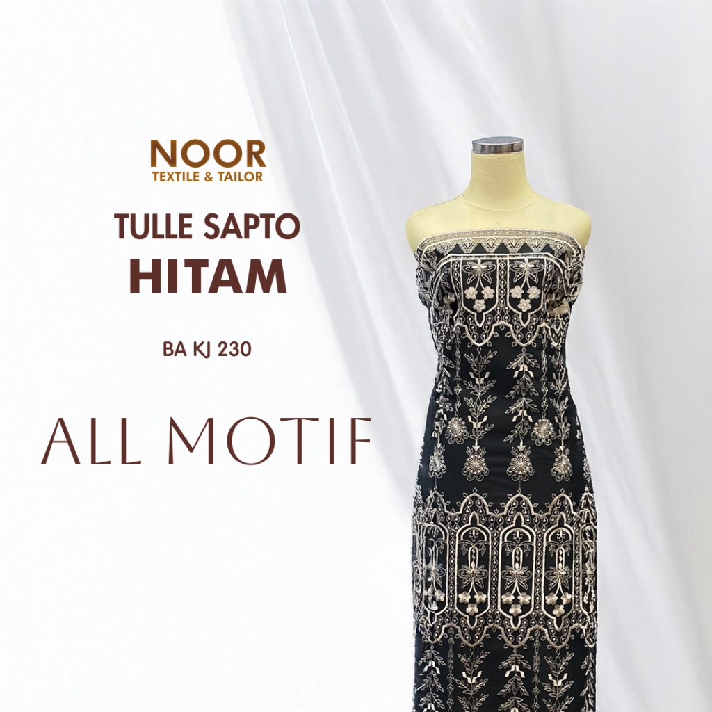 Tulle Sapto - HITAM EDITION | All Motif | Motif Etnik | Tulle Wisuda | Brokat Kebaya Bahan Kebaya