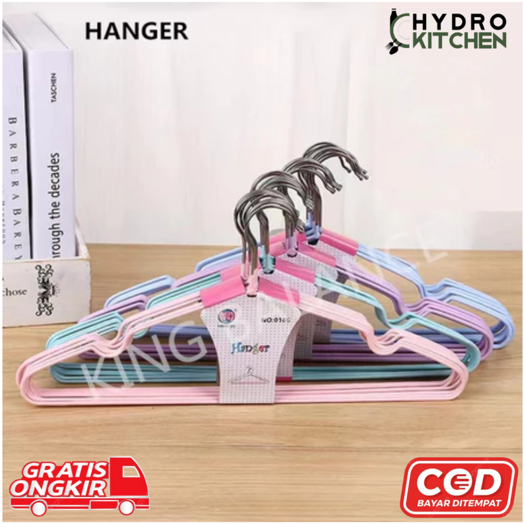 Gantungan Baju Gantung 10 pcs Hanger Baju Stainless Terhemat isi Banyak Etalase Toko - 0166
