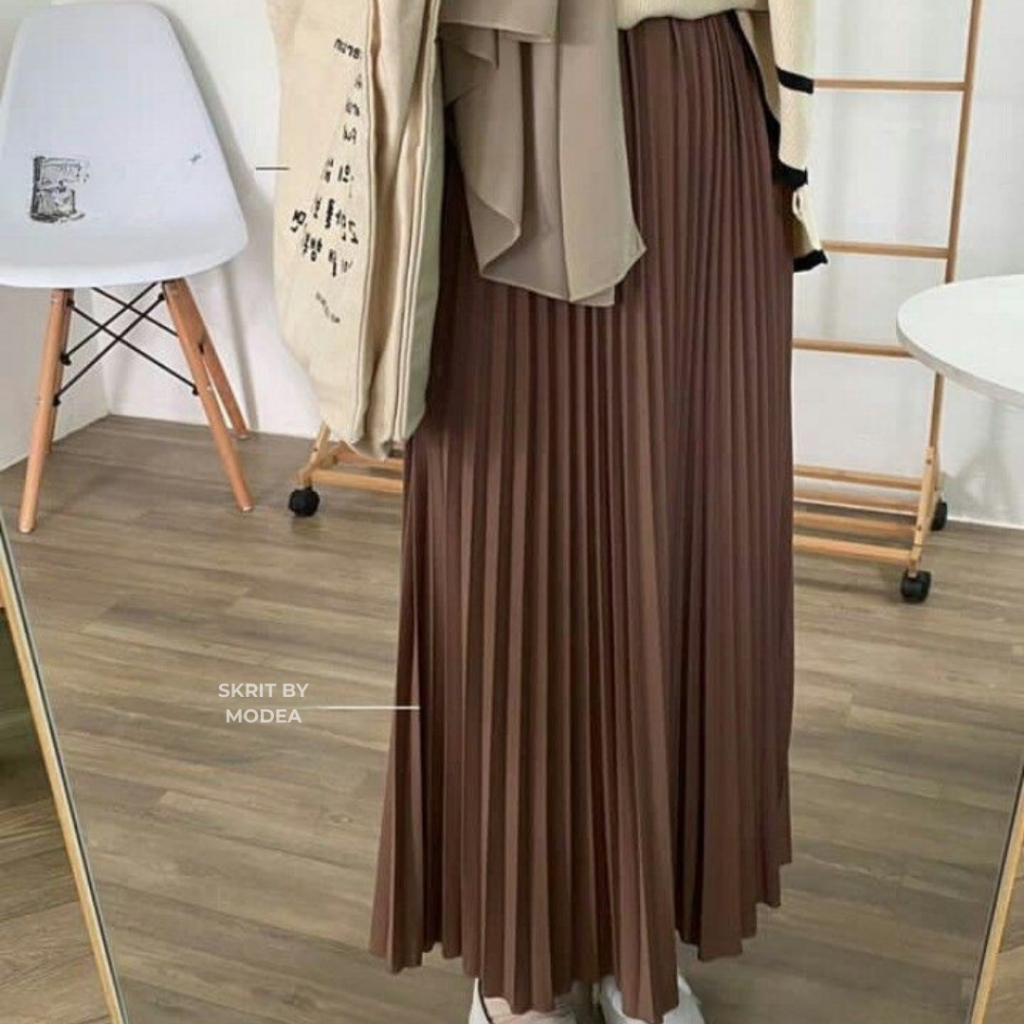 Rok Plisket Mayung-Skrit Pleated premium-Hyget Super Rok Panjang -Rok Wanita Panjang 93cm