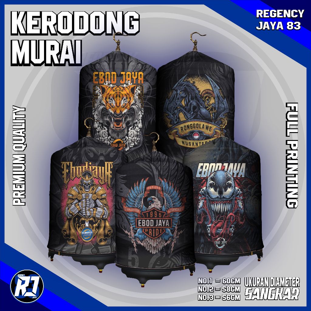Kerodong Sangkar Murai Batu Ebod Jaya Series Full Printing Premium  No 1/2/3 - Motif Premium Bahan S