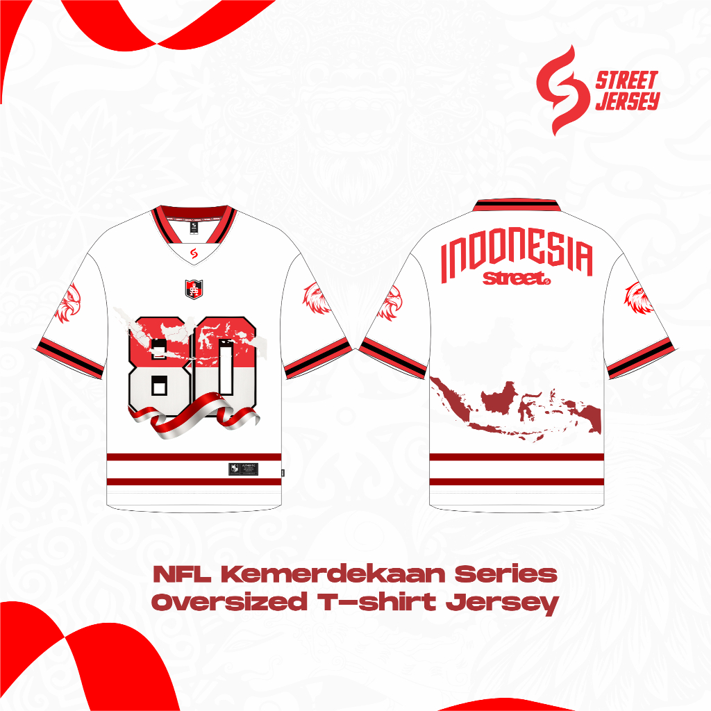 Jersey NFL 80 Tahun Kemerdekaan Indonesia - Limited Edition Putih Merah - Street Jersey