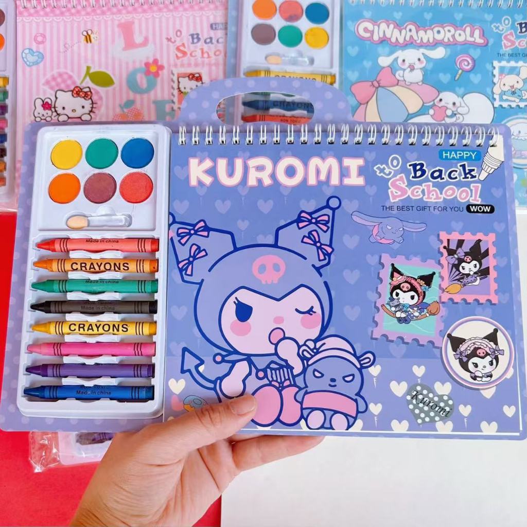

Buku Menggambar Set Crayon N Brush Coloring Book Baby Three & Kuromi 12 Halaman Dengan Warna Cerah Dan Gambar Lucu