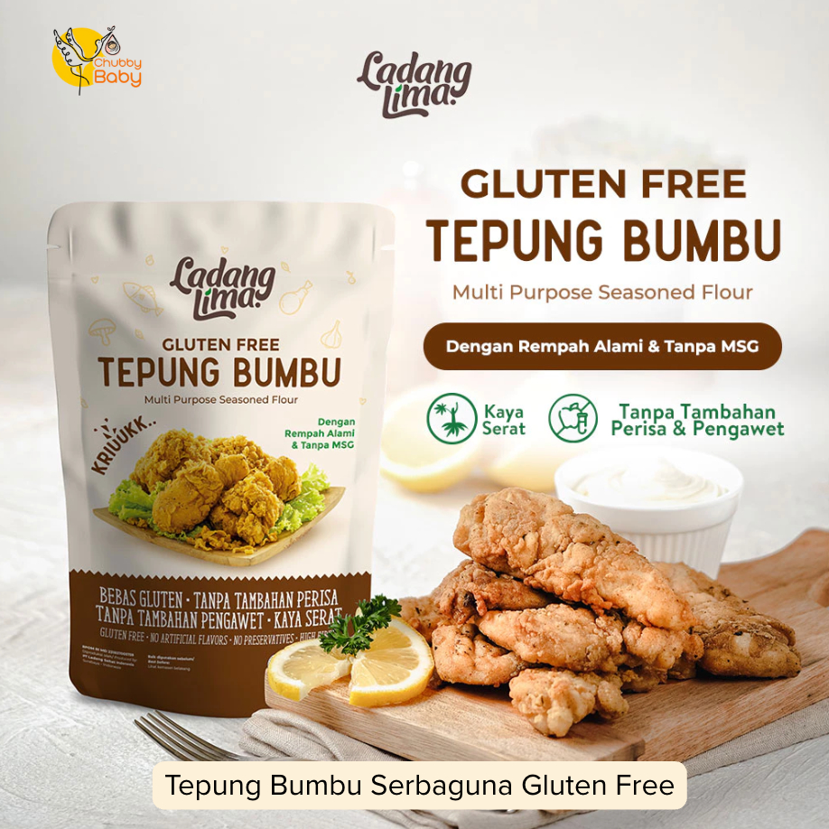 

Ladang Lima Tepung Bumbu Serbaguna 150g Gluten Free Bebas MSG untuk Ayam Tempe Udang Ikan