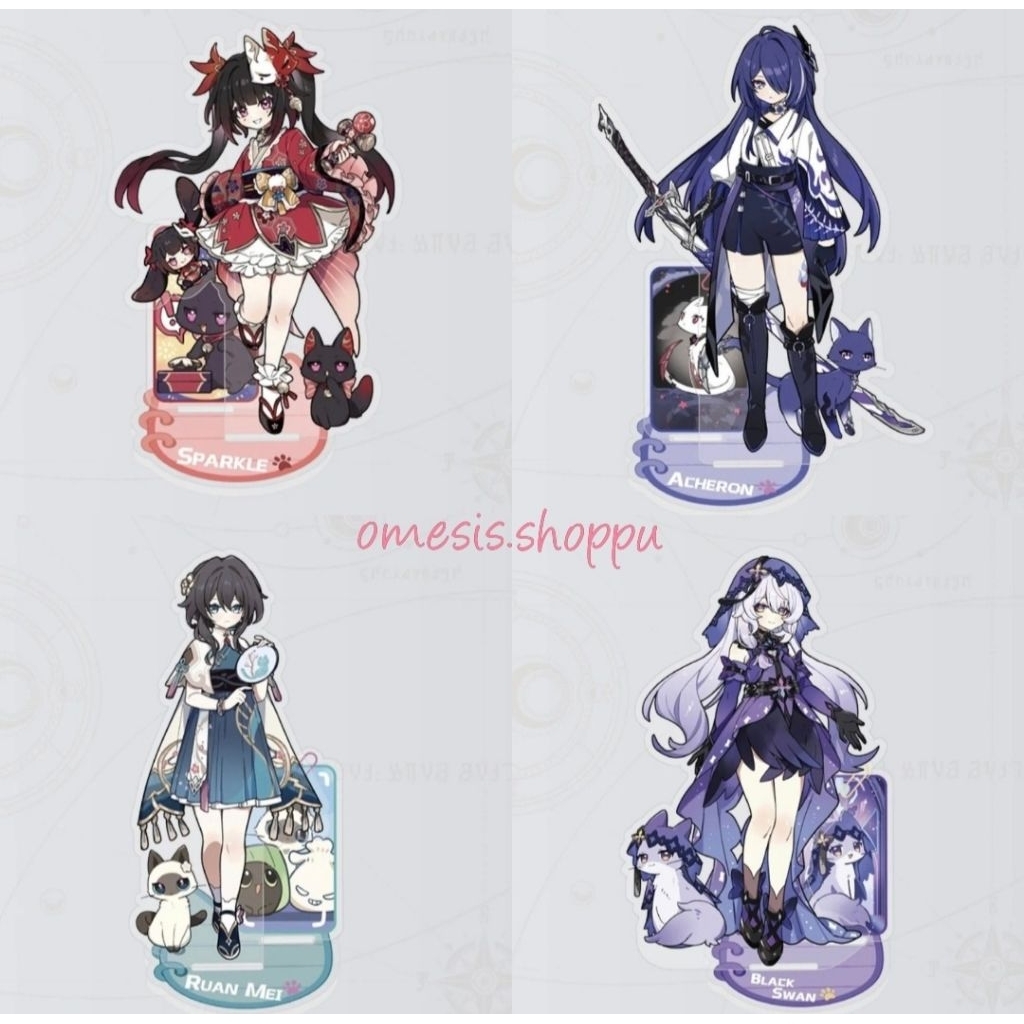 [READY] OME UNOFFICIAL standee stand akrilik 10cm Honkai Star Rail Black Swan, Sparkle, Ruan Mei, Ac