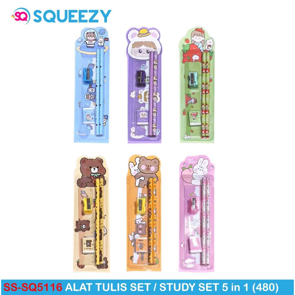 

TBMO STUDY SET 5IN1 SQUEEZY SS-SQ5116 - PAKET ALAT TULIS LUCU