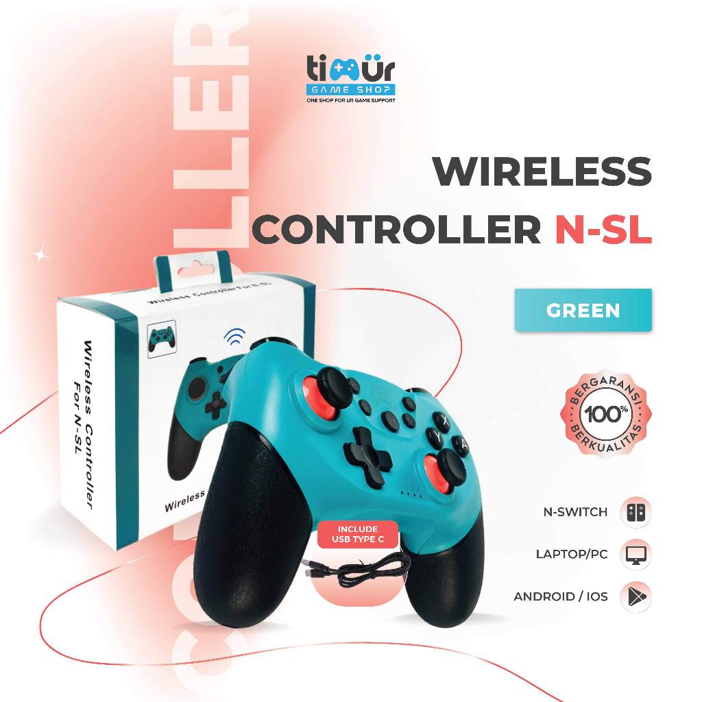 Stick Stik Wireless Pro Controller Nintendo Switch Lite OLED PC N-SL Hijau