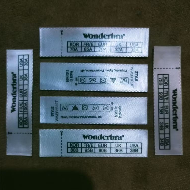 

tag label merek (size wash care) label tag wonderbra