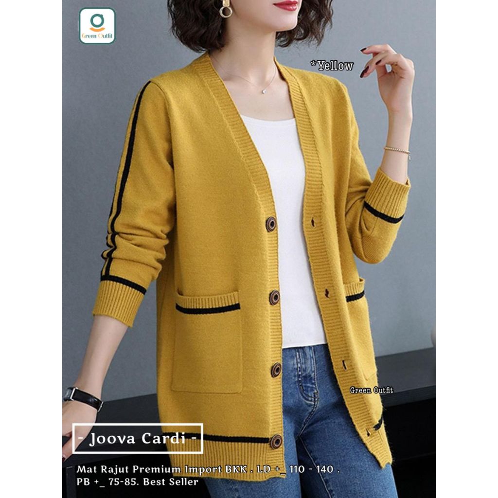 Joova cardi atasan jacket cardigan wanita jumbo ld 110 - 140 matt rajut premium import ori bkk 2025